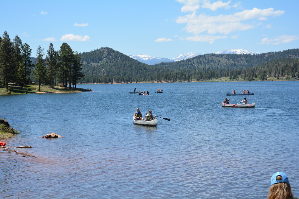 students canoeing 